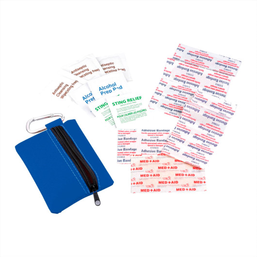 Zippered 20PC First Aid Pouch Blue Spread Out